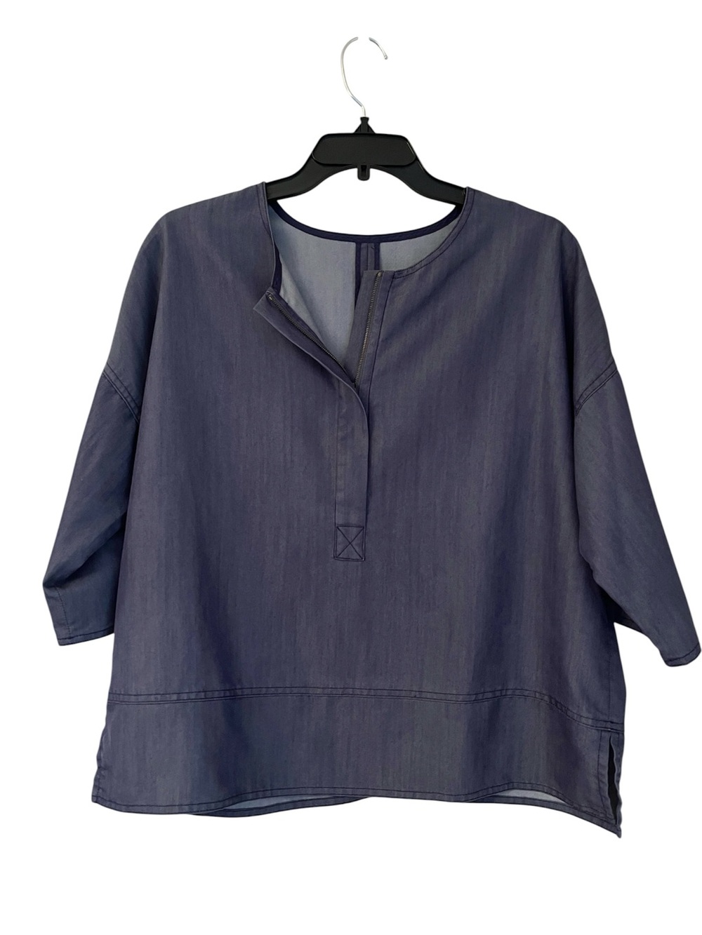 Vince Denim Blue Boxy Drop Shoulder Blouse size S